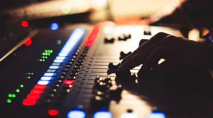 Professional sound system and PA setup at an event